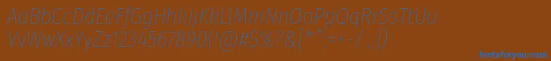 Weitere Informationen zur FirasanscondensedThinitalic-Schriftart FirasanscondensedThinitalic-Schriftart – Blaue Schriften auf braunem Hintergrund