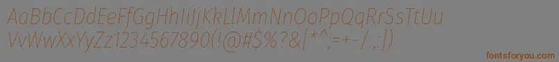 Weitere Informationen zur FirasanscondensedThinitalic-Schriftart FirasanscondensedThinitalic-Schriftart – Braune Schriften auf grauem Hintergrund