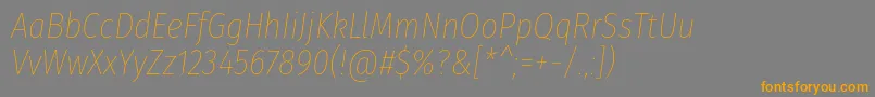 Подробнее о шрифте FirasanscondensedThinitalic Шрифт FirasanscondensedThinitalic – оранжевые шрифты на сером фоне