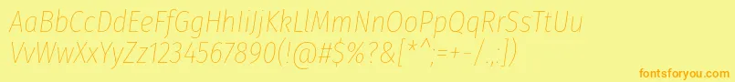 Fonte FirasanscondensedThinitalic – fontes laranjas em um fundo amarelo