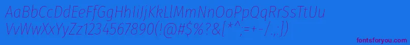 Weitere Informationen zur FirasanscondensedThinitalic-Schriftart FirasanscondensedThinitalic-Schriftart – Violette Schriften auf blauem Hintergrund