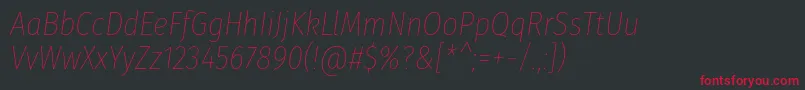 FirasanscondensedThinitalic Font – Red Fonts on Black Background