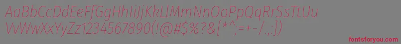 FirasanscondensedThinitalic Font – Red Fonts on Gray Background