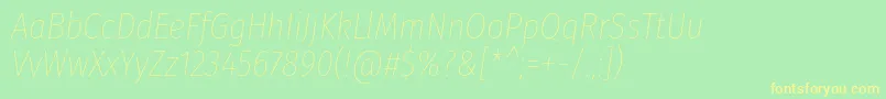 FirasanscondensedThinitalic Font – Yellow Fonts on Green Background