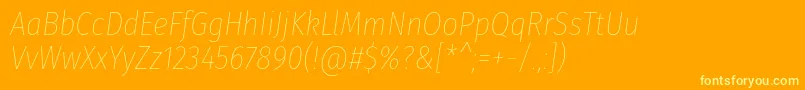 More about FirasanscondensedThinitalic Font FirasanscondensedThinitalic Font – Yellow Fonts on Orange Background