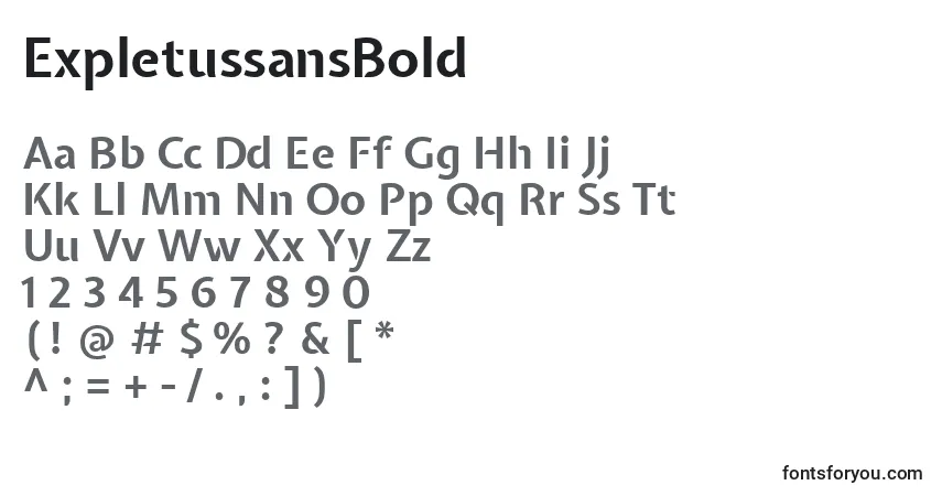 Schriftart ExpletussansBold – Alphabet, Zahlen, spezielle Symbole