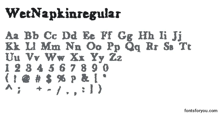 Czcionka WetNapkinregular – alfabet, cyfry, specjalne znaki