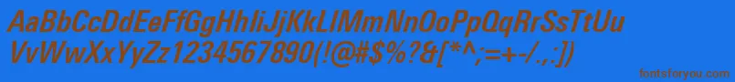 UniversNextProBoldCondensedItalic Font – Brown Fonts on Blue Background