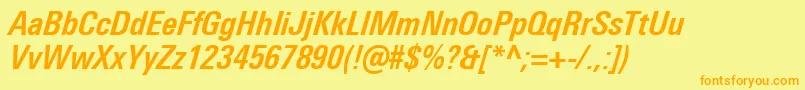 UniversNextProBoldCondensedItalic Font – Orange Fonts on Yellow Background