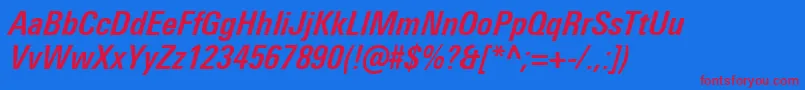 UniversNextProBoldCondensedItalic Font – Red Fonts on Blue Background
