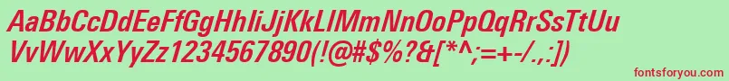 UniversNextProBoldCondensedItalic Font – Red Fonts on Green Background