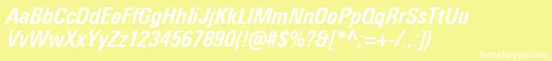 UniversNextProBoldCondensedItalic Font – White Fonts on Yellow Background