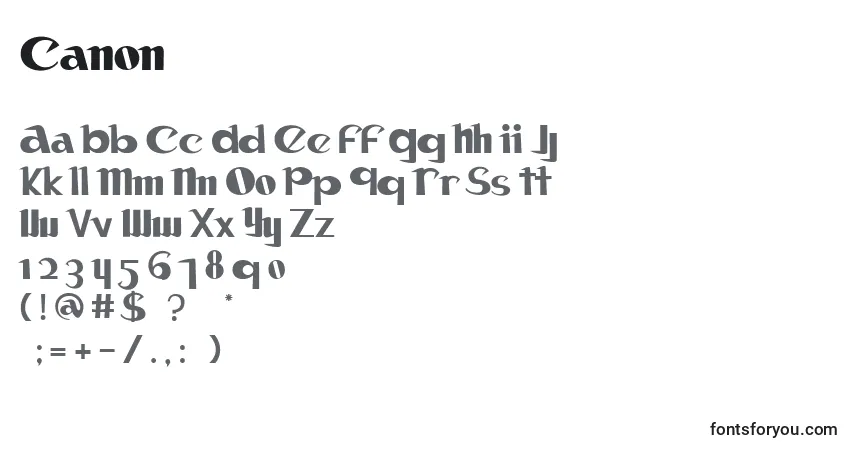Шрифт Canon – алфавит, цифры, специальные символы