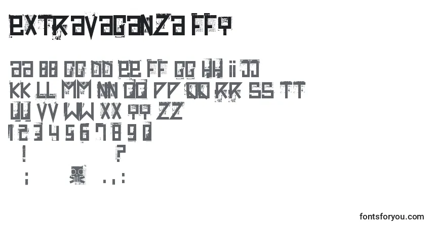Czcionka Extravaganza ffy – alfabet, cyfry, specjalne znaki