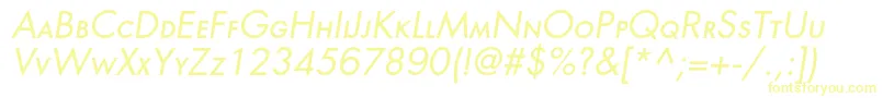 Fonte OrenburgsccItalic – fontes amarelas em um fundo branco