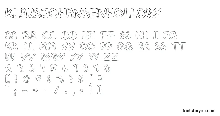 Шрифт KlausJohansenHollow – алфавит, цифры, специальные символы
