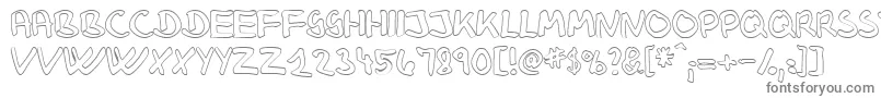 KlausJohansenHollow-fontti – harmaat kirjasimet valkoisella taustalla