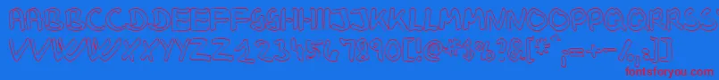 Fonte KlausJohansenHollow – fontes vermelhas em um fundo azul