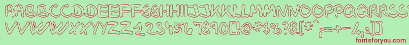 フォントKlausJohansenHollow – 赤い文字の緑の背景