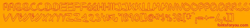 KlausJohansenHollow-Schriftart – Rote Schriften auf orangefarbenem Hintergrund