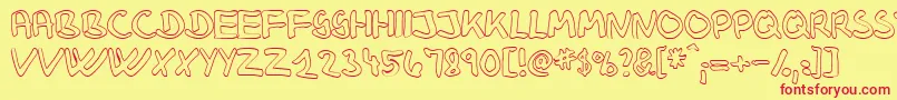 KlausJohansenHollow Font – Red Fonts on Yellow Background