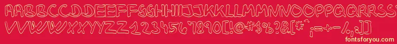 KlausJohansenHollow Font – Yellow Fonts on Red Background