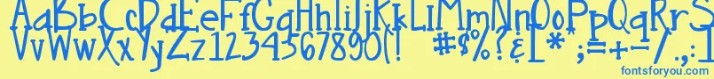 DjbNouveauStraight Font – Blue Fonts on Yellow Background