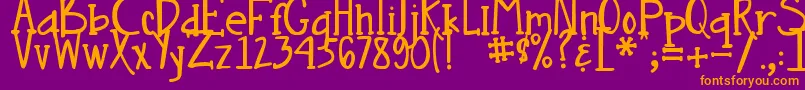 DjbNouveauStraight-Schriftart – Orangefarbene Schriften auf violettem Hintergrund