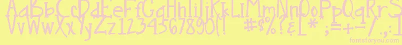 DjbNouveauStraight Font – Pink Fonts on Yellow Background
