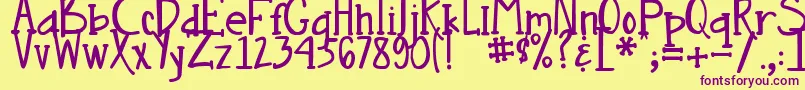 DjbNouveauStraight Font – Purple Fonts on Yellow Background