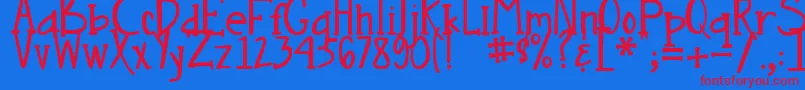 DjbNouveauStraight Font – Red Fonts on Blue Background