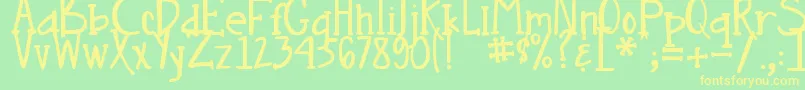 DjbNouveauStraight Font – Yellow Fonts on Green Background