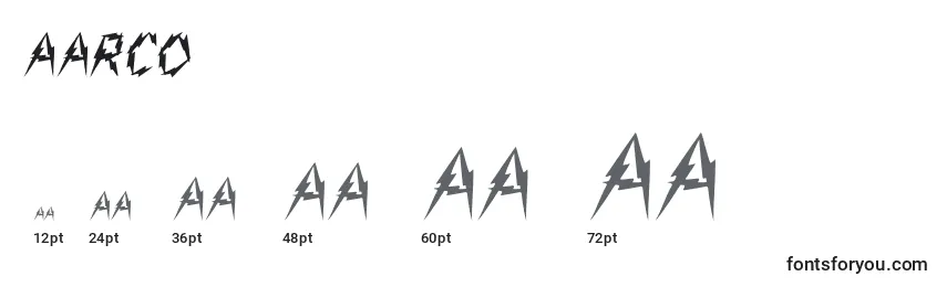 Размеры шрифта Aarco