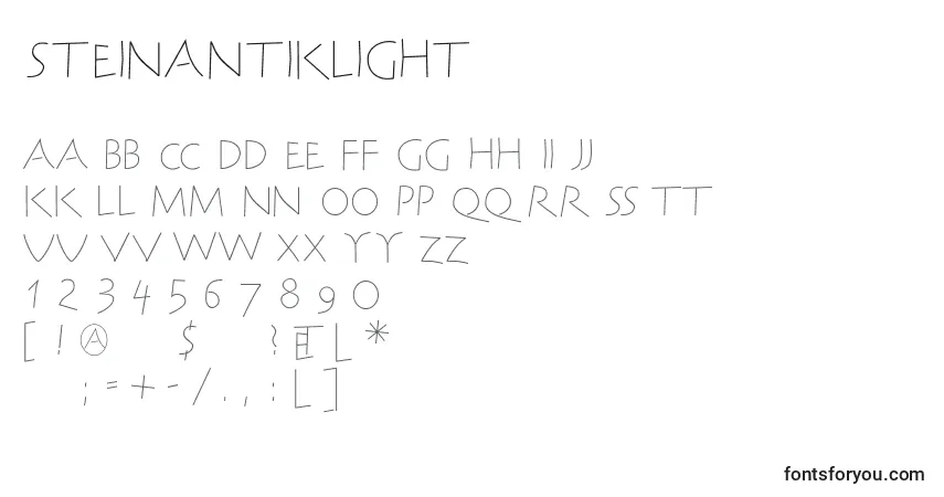 A fonte SteinantikLight – alfabeto, números, caracteres especiais