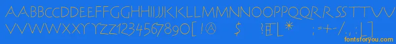 SteinantikLight-Schriftart – Orangefarbene Schriften auf blauem Hintergrund
