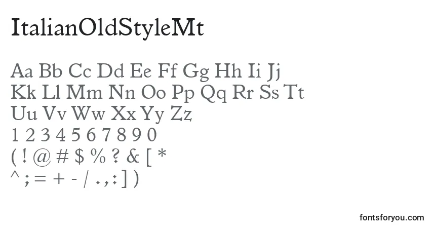Шрифт ItalianOldStyleMt – алфавит, цифры, специальные символы