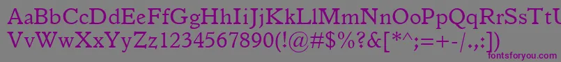 フォントItalianOldStyleMt – 紫色のフォント、灰色の背景