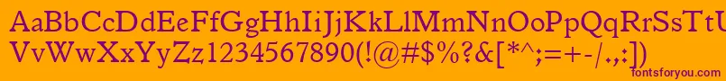 ItalianOldStyleMt-Schriftart – Violette Schriften auf orangefarbenem Hintergrund