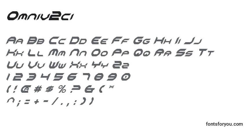 A fonte Omniv2ci – alfabeto, números, caracteres especiais