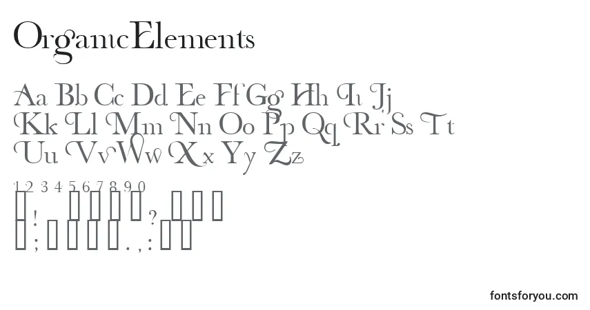 OrganicElements-fontti – aakkoset, numerot, erikoismerkit