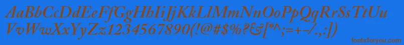 AdobeCaslonSemiboldItalic Font – Brown Fonts on Blue Background