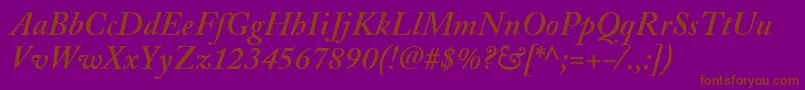 AdobeCaslonSemiboldItalic Font – Brown Fonts on Purple Background