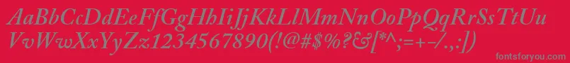 フォントAdobeCaslonSemiboldItalic – 赤い背景に灰色の文字