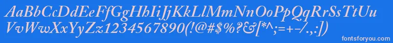 フォントAdobeCaslonSemiboldItalic – ピンクの文字、青い背景