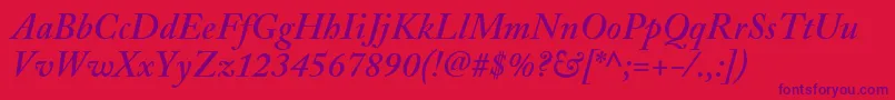 AdobeCaslonSemiboldItalic Font – Purple Fonts on Red Background