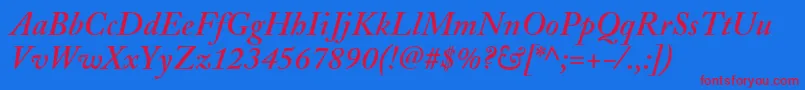 AdobeCaslonSemiboldItalic Font – Red Fonts on Blue Background