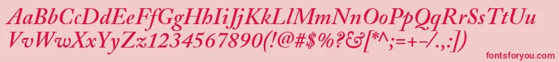 AdobeCaslonSemiboldItalic Font – Red Fonts on Pink Background