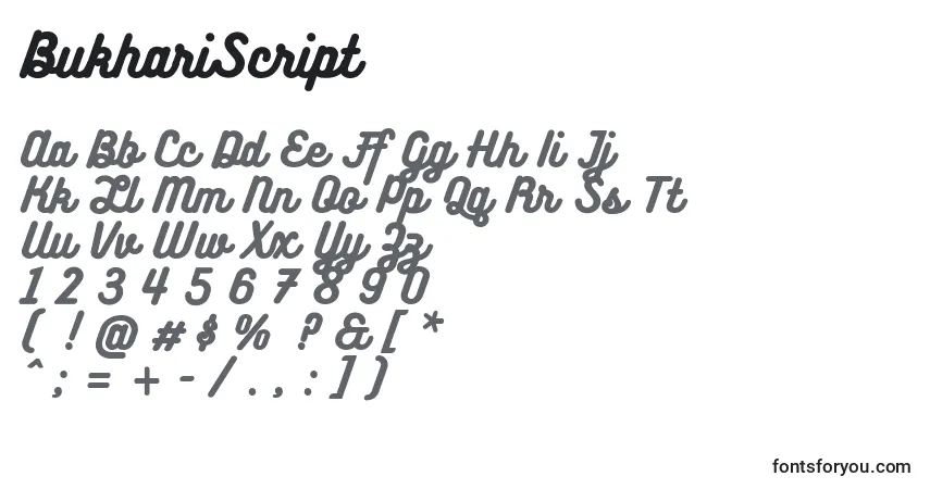 A fonte BukhariScript – alfabeto, números, caracteres especiais