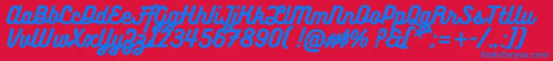 フォントBukhariScript – 赤い背景に青い文字