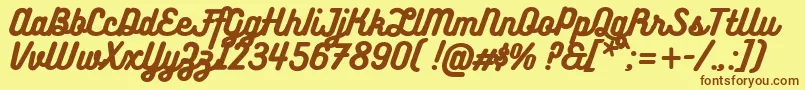 BukhariScript-Schriftart – Braune Schriften auf gelbem Hintergrund